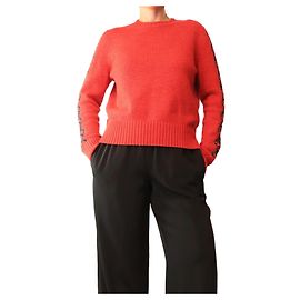 Chanel Roter Strickpullover mit Pailletten CC - size UK 14 Rot