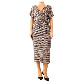 Missoni Vestido midi con estampado zigzag multicolor - size UK 14 Multicolor