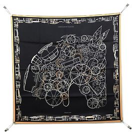 Hermès Foulard Hermes COMPLICATION EQUESTRE Carre Nero Bianco