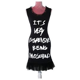Mini vestido Moschino Couture em jersey de algodão preto Preto