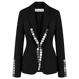 Dior x Galliano Spring 2004 Medallion Coin Trim Jacket Black