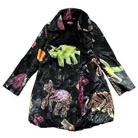 Louise Della Printed Velvet Coat Brown Black Pink Red Multiple colors Green Yellow