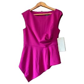 Autre Marque Adrianna Papell Magenta Strick-Crepe Peplum-Top Pink