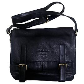 Sac messager Prada en cuir de cerf Noir