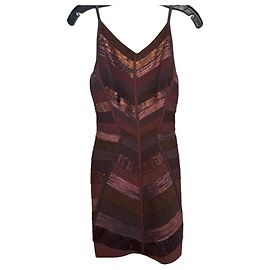Herve Leger Bandage Kleid in Metallic-Braun Braun Metallisch Dunkelbraun