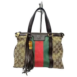 Gucci Rania GG Monogram Canvas Hobo Bag Braun Rot Beige Grün