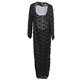 Tom Ford 3D Lace Backless Evening Gown Black