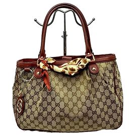 Gucci Sukey GG Monogram Canvas Shopper Braun Bordeaux
