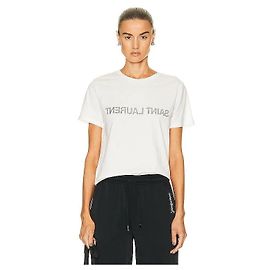Autre Marque Saint Laurent Weißes Baumwoll-T-Shirt mit Logo Weiß