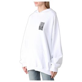 Felpa con cappuccio Balenciaga Barcode Bianco