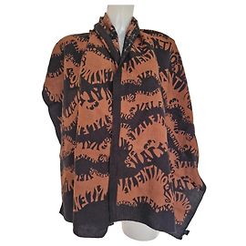 Écharpe en lin Valentino avec imprimé logo intégral Marron Noir