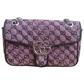Bolsa de Ombro Gucci Marmont GG Supreme Rosa Preto Rosa