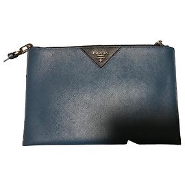 Pochette Prada in pelle blu Blu