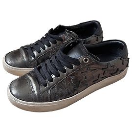 Autre Marque Saint Laurent Star Leather Low-Top Sneakers Black