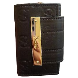 Gucci GG Monogram Brown Leather Key Case Brown