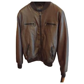 Autre Marque Giacca bomber in pelle marrone MARKUP da uomo Marrone