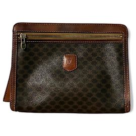 Céline Macadam brown leather clutch Brown
