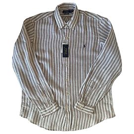Camisa de lino a rayas Polo Ralph Lauren nueva Castaño Blanco