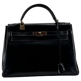 Bolsa Hermès Kelly 32 em couro preto Preto