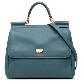 Bolsa Miss Sicily Dolce & Gabbana em couro de bezerro Dauphine azul Large Azul Outro