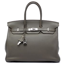 Hermès Gray Togo Birkin Retourne 35 Marrom Cinza antracite