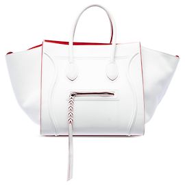 Céline Celine Phantom Luggage Tote aus weißem Leder Medium Weiß