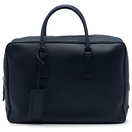 Prada Blue Saffiano Travel Briefcase Blue Navy blue