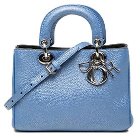Borsa Diorissimo Mini in vitello martellato metallizzato blu Dior Blu Blu chiaro