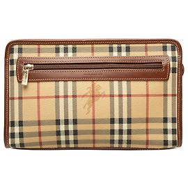 Burberry Beige Haymarket Check Coated Canvas Clutch Beige