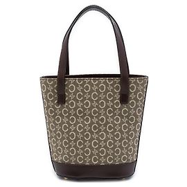Céline Celine Gray C Macadam Canvas Bucket Bag Braun