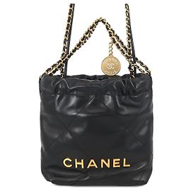 Chanel Black Mini Shiny Calfskin 22 Handbag Black