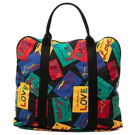 Autre Marque Saint Laurent Black Printed Nylon Love Card Tote Nero