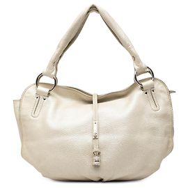 Céline Celine Bittersweet Hobo en cuir de veau grainé métallisé blanc Blanc Blanc cassé