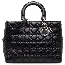 Dior Black Large Lambskin Cannage Lady Dior Schwarz