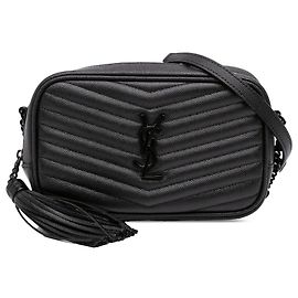 Autre Marque Borsa Lou Camera Saint Laurent Mini Grain de Poudre Monogramma Monocromatica Nera Nero