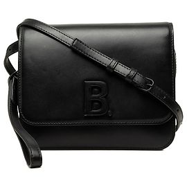Balenciaga Sac bandoulière B en cuir noir Noir