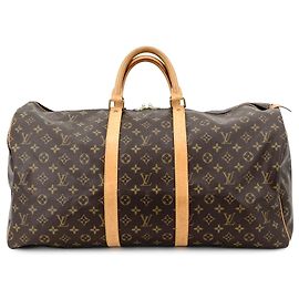 Louis Vuitton Brown Monogram Keepall 55 Marrone