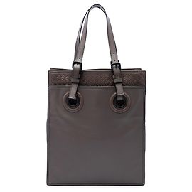 Tote Bottega Veneta Oculus em couro marrom com acabamento Intrecciato Marrom Castanho escuro