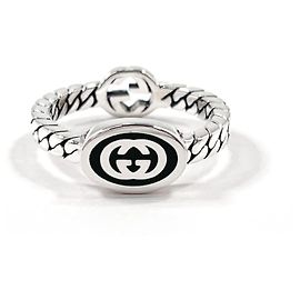 Gucci Interlocking G Slim Ring Schwarz Silber