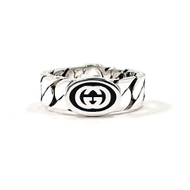Bague Interlocking G Band GUCCI Noir Argenté