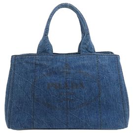 Prada Canapa Denim Tote Bag Blue