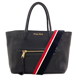 Sac Tote 2-Way en cuir Miu Miu Noir
