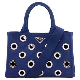 Prada 1BG439 Canapa Perforated 2-Way Handbag Blue