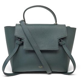 Céline CELINE BELT MICRO HANDBAG 189153ZVA IN GRAINED LEATHER GREEN SHOULDER BAG Green