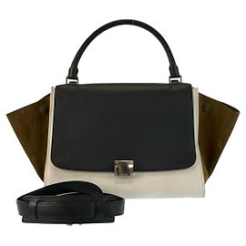 Céline Borsa 2way Celine Trapeze in pelle e camoscio Nero
