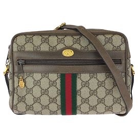 Bolsa de Ombro Gucci Vintage Sherry Line Marrom Bege