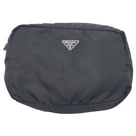 Pouch Prada Tessuto con logo triangolare Nero