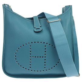 Hermès Borsa Hermes Evelyne Gen III Clemence GM Blu