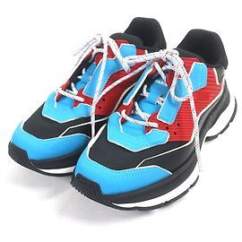 Baskets Gravity en cuir et mesh Berluti Noir Rouge Bleu
