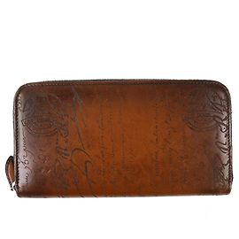 Cartera larga de cuero Calligraphy Berluti ITAUBA Castaño